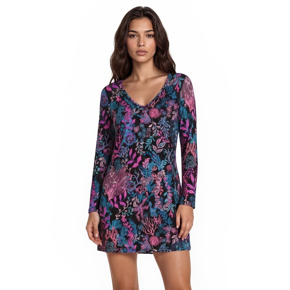 Lilly Pulitzer Shift Dress Womens Size Medium Seahorse Tropical 100% Pima Cotton